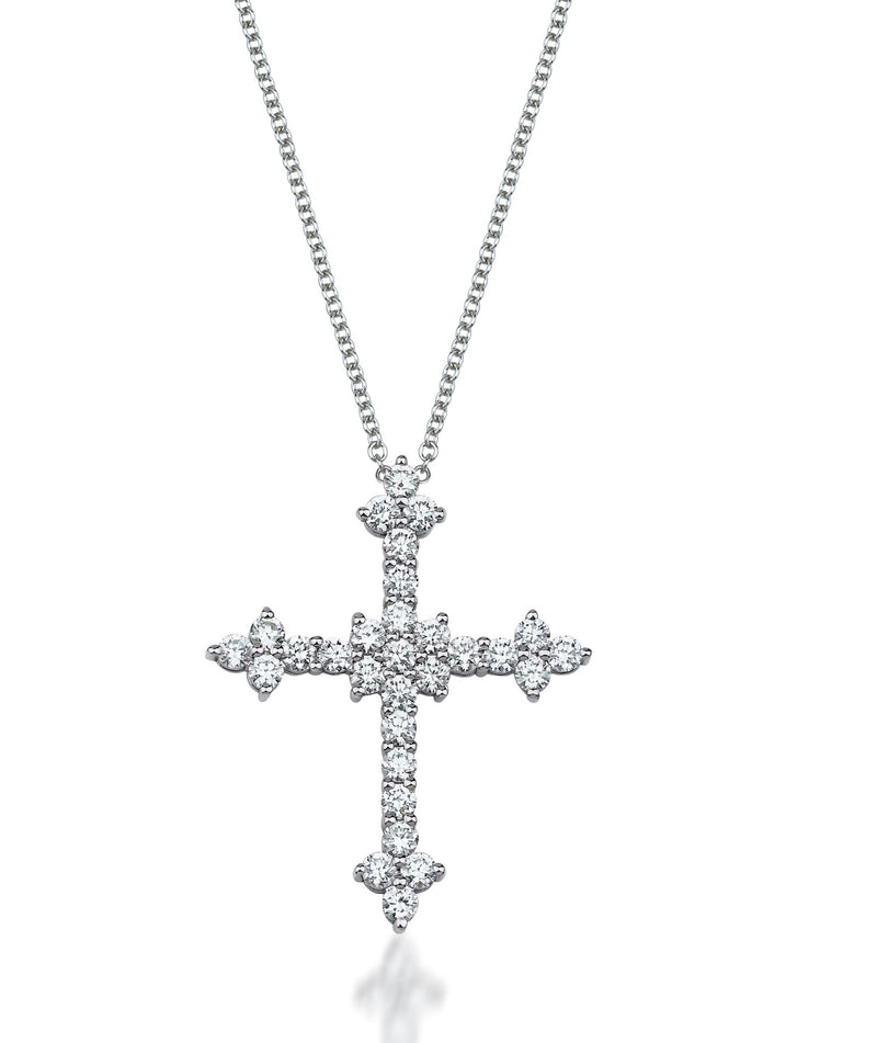 14K White Gold 0.90 Carat Diamond Cross Necklace
