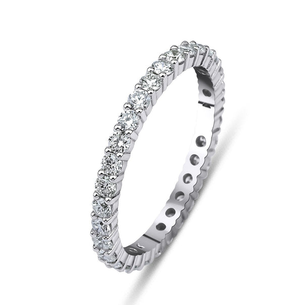 14K White Gold 1.00 Carat Diamond Eternity Wedding Ring