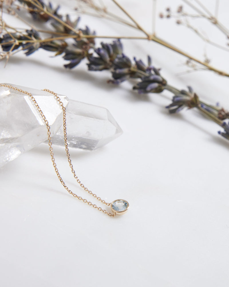 Baguette Aquamarine March Birthstone Necklace | Little Sky Stone