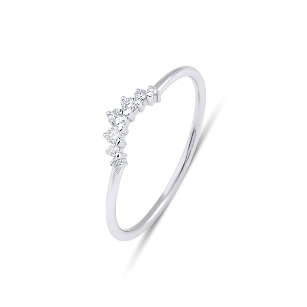 14K White Gold Curved Diamond Wedding Ring