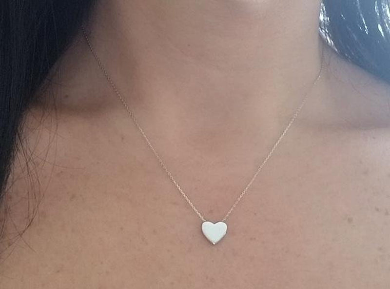 14K White Gold Dainty Heart Necklace