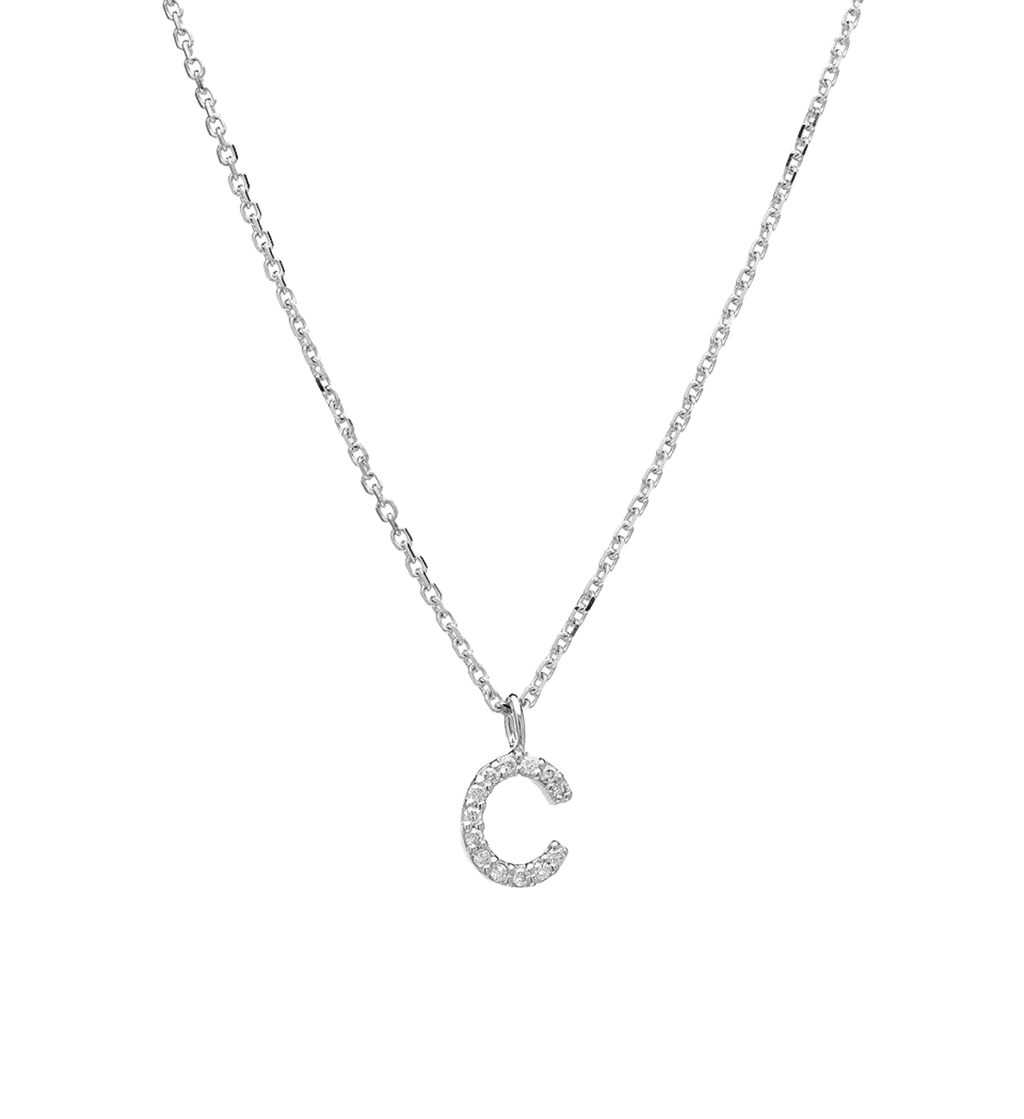 Three Letter Diamond Monogram Necklace White Gold – Aristides Fine Jewels