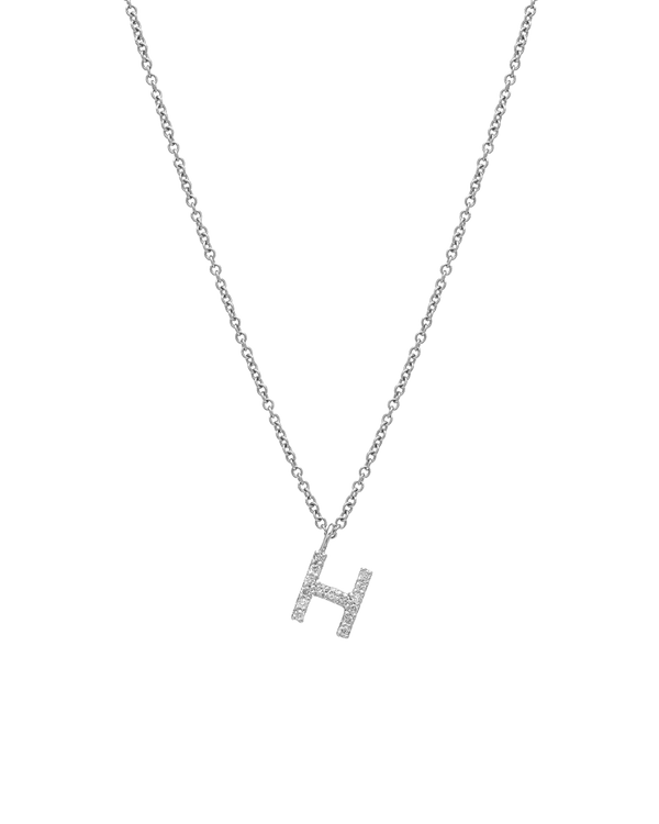 14K White Gold Diamond Initial Necklace, Letter Necklace