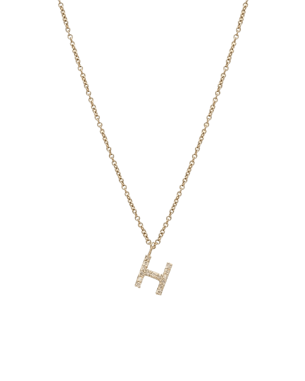 14K White Gold Diamond Initial Necklace, Letter Necklace