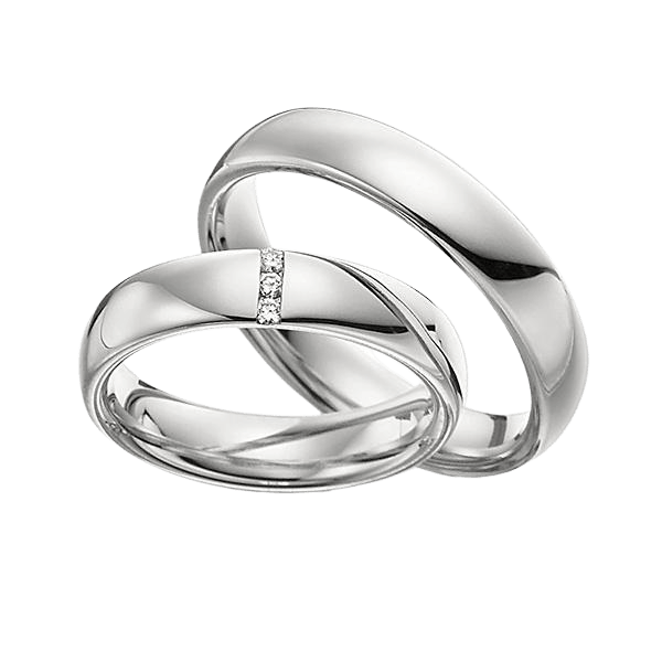 14K White Gold Diamond Matching Wedding Rings Set, His and Hers Wedding Bands