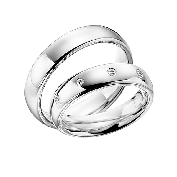 14K White Gold His and Hers Diamond Wedding Bands