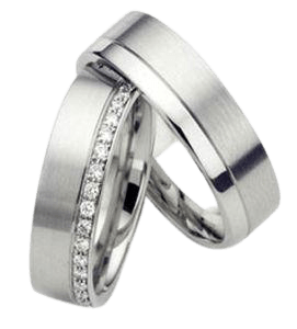 14K White Gold His and Hers Diamond Wedding Rings