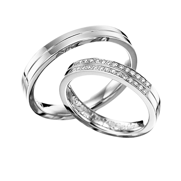 14K White Gold His and Hers Diamond Wedding Rings Set