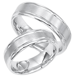 14K White Gold His and Hers Matching Wedding Bands Set