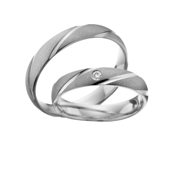 14K White Gold His and Hers Wedding Bands Set