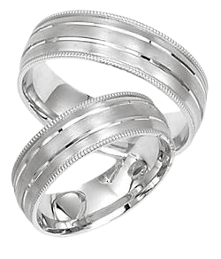14K White Gold His and Hers Wedding Rings Set