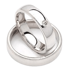 14K White Gold Matching Wedding Bands Set, His and Hers Wedding Rings