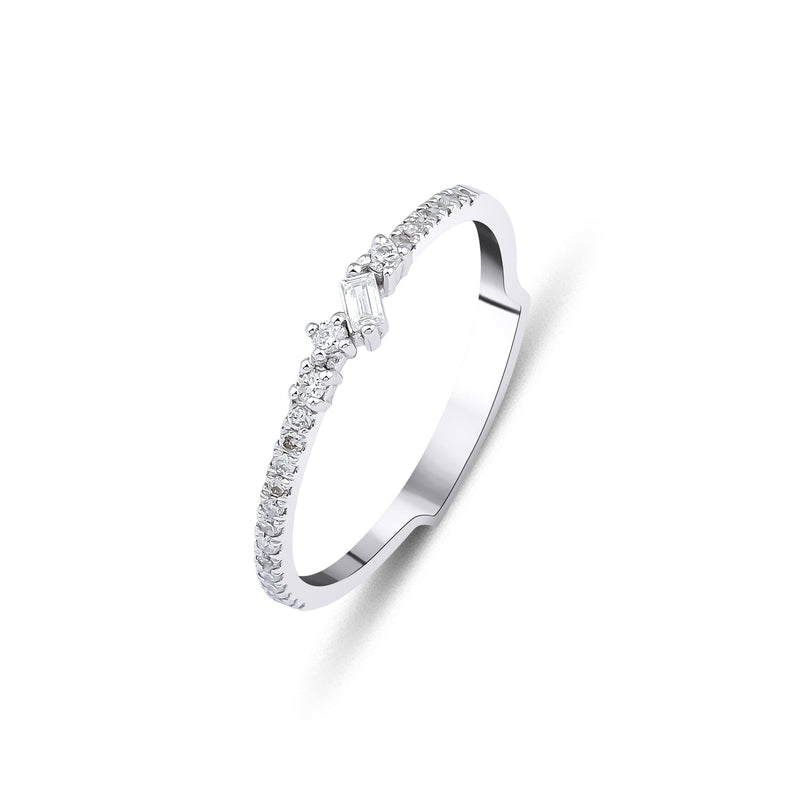 14K White Gold Minimalist Baguette Diamond Wedding Ring