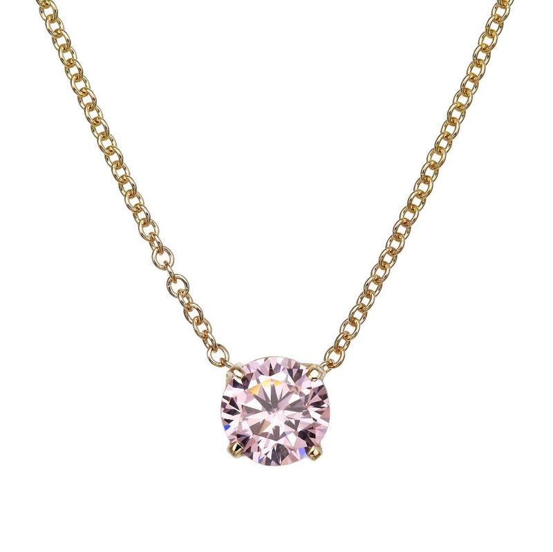 14K Yellow Gold 5mm Pink Sapphire Solitaire Necklace