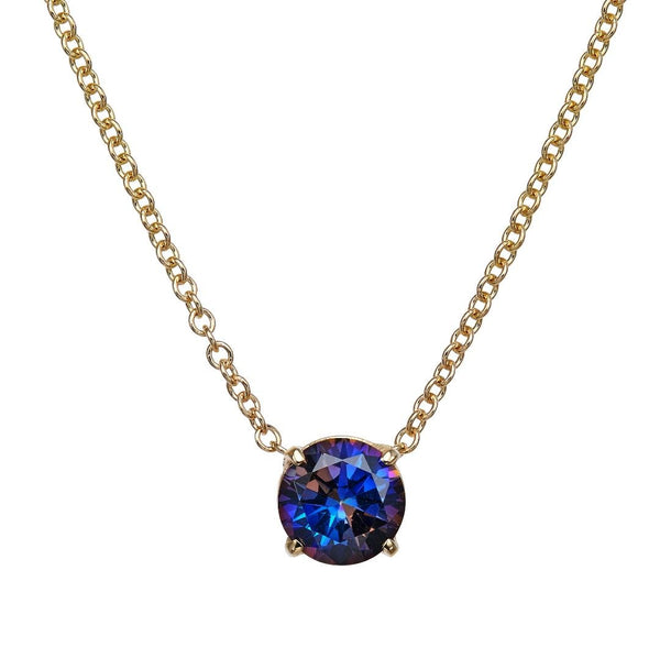 14K Yellow Gold 5mm Tanzanite Solitaire Necklace