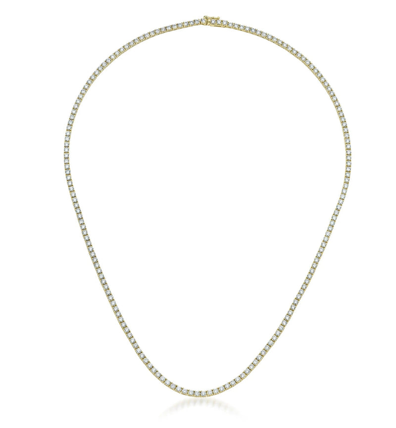 14K Yellow Gold 7.00 Carat Diamond Tennis Necklace