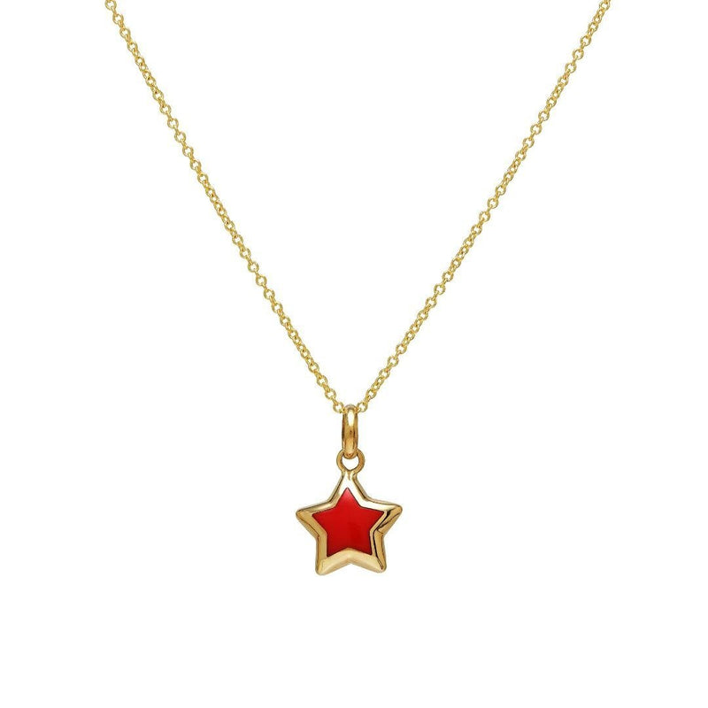 14K Yellow Gold Coral Puffed Star Pendant or Necklace