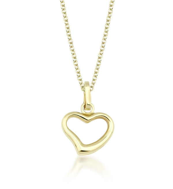14K Yellow Gold Dainty Heart Necklace