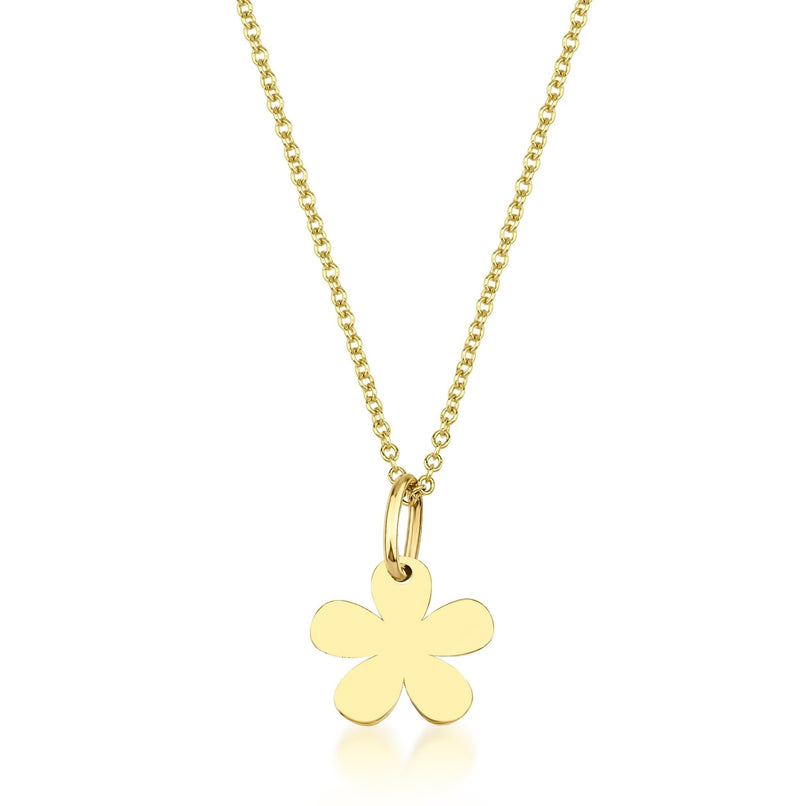 14K Yellow Gold Daisy Flower Necklace, Irish Clover Necklace
