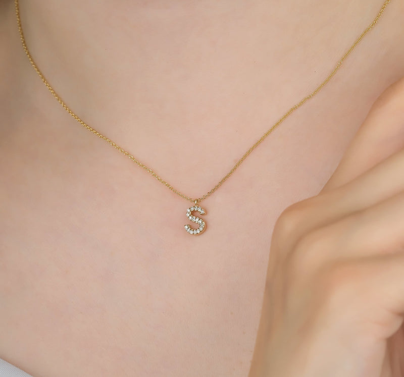 Diamond Initial Necklace with off centered diamond charms - Freedman  Jewelers