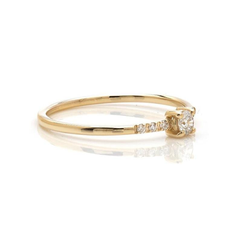 14K Yellow Gold Diamond Ring, Minimalist Engagement Ring