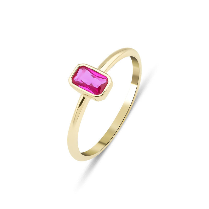 14K Yellow Gold Emerald Cut Ruby Ring