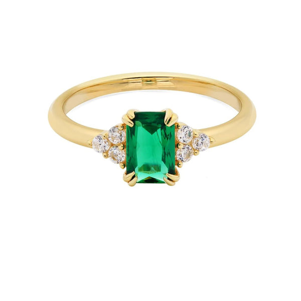 14K Yellow Gold Emerald Wedding Ring