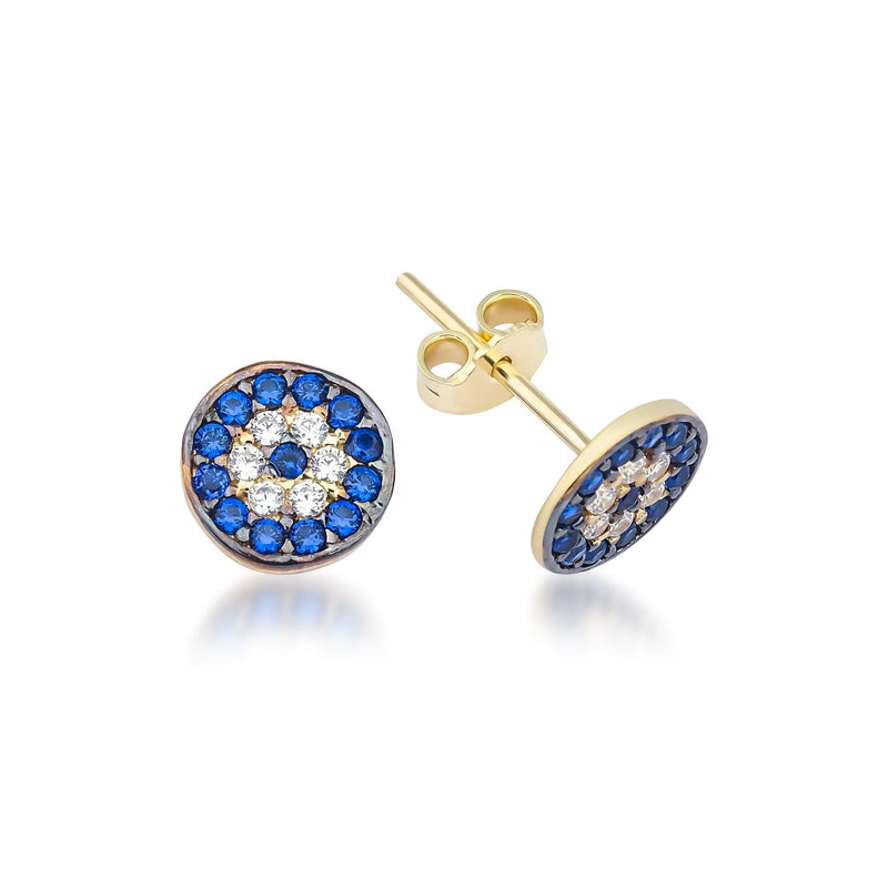 Yellow gold diamond circle stud earrings - Freedman Jewelers