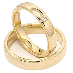 14K Yellow Gold His and Hers Diamond Wedding Rings Set