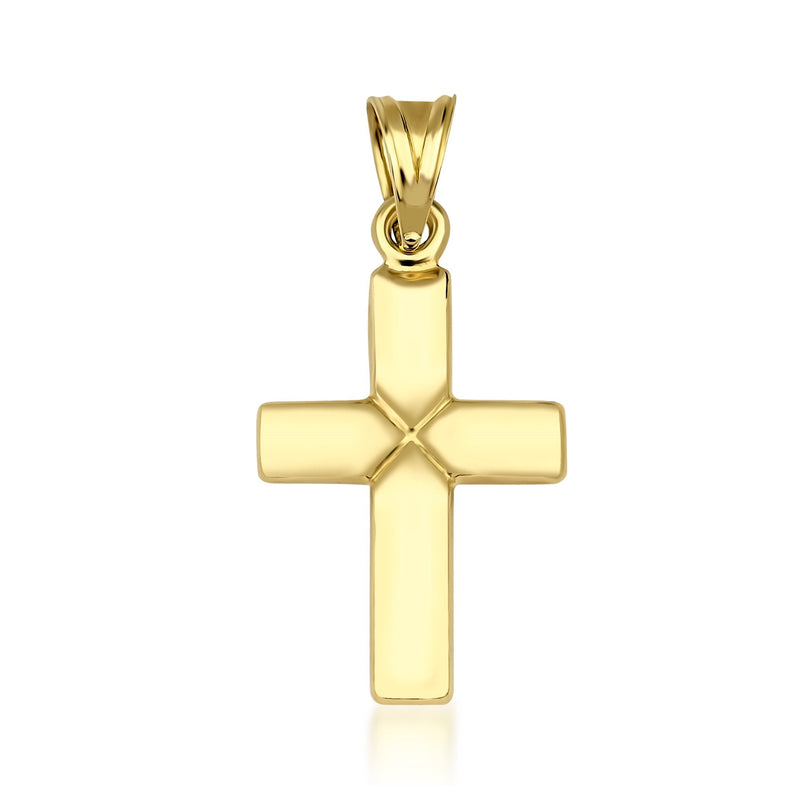 14K Yellow Gold Minimalist Cross Necklace