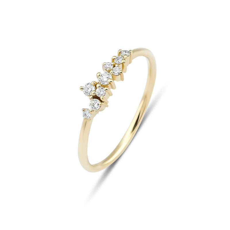 14K Yellow Gold Minimalist Diamond Cluster Ring