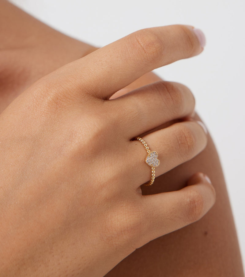 14K Yellow Gold Minimalist Diamond Heart Ring
