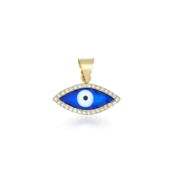 14K Yellow Gold Minimalist Evil Eye Necklace, Evil Eye Pendant