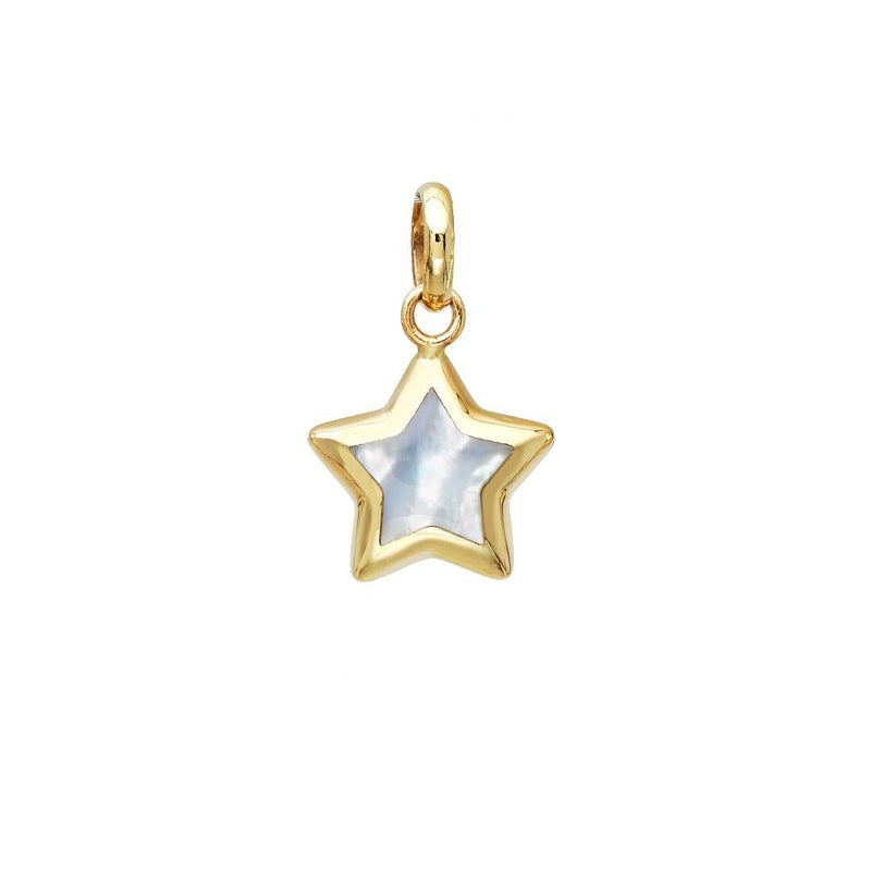 14K Yellow Gold Minimalist Mother Of Pearl Puffed Star Necklace