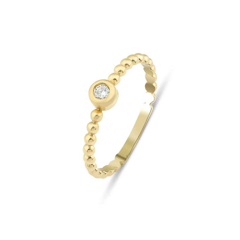 14K Yellow Gold Minimalist Solitaire Diamond Wedding Ring