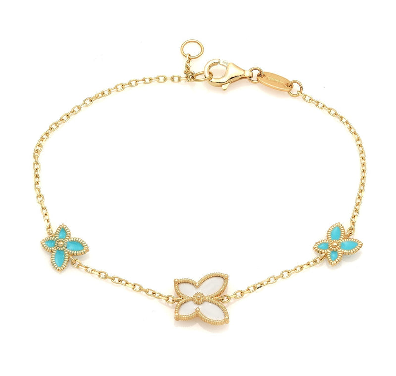 14K Yellow Gold Mother of Pearl Butterfly Bracelet