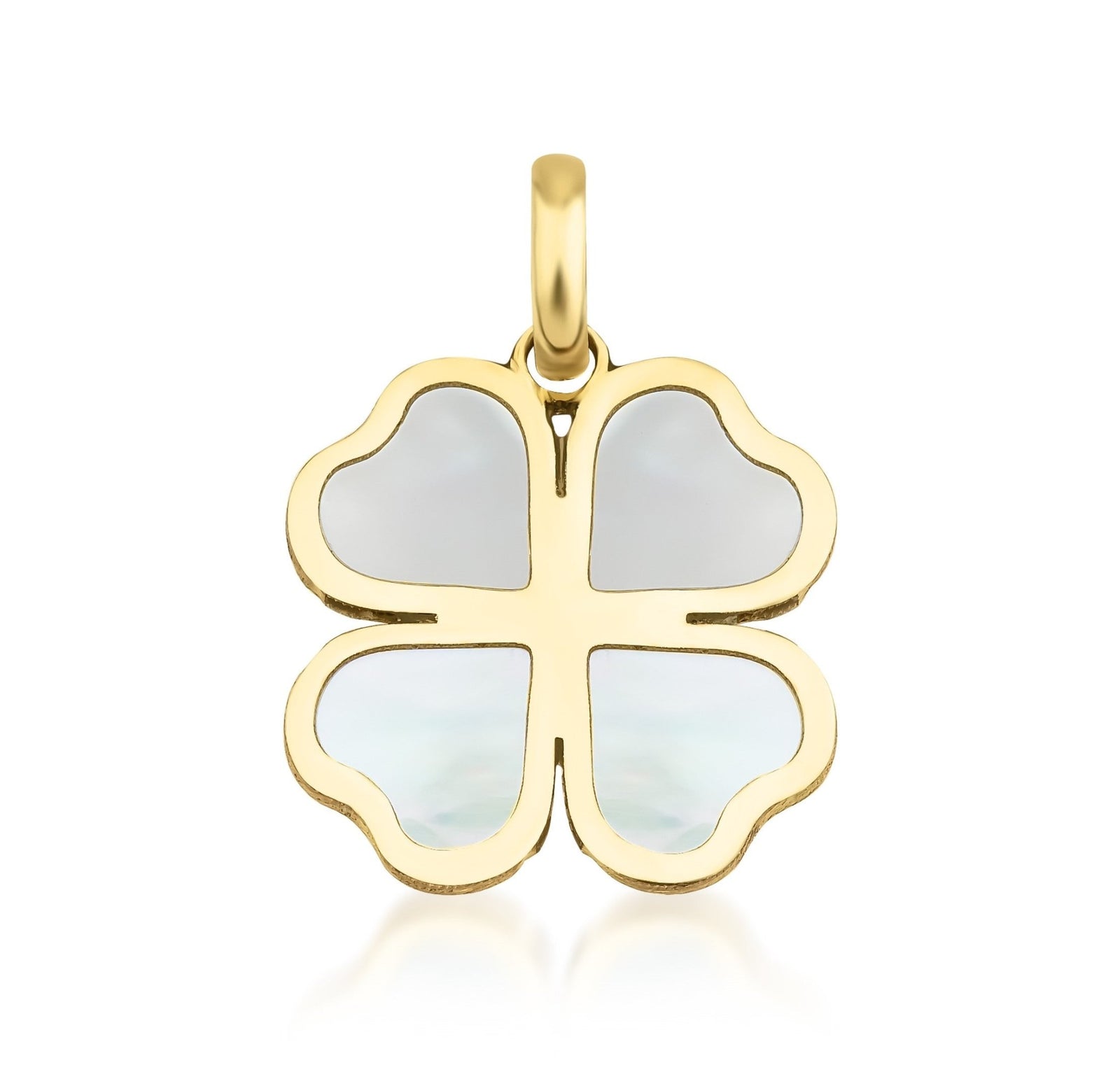 18K Solid Gold Mother newest Pearl Clover Necklace