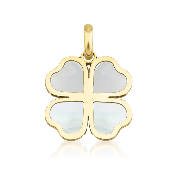 14K Solid Yellow Gold Pink Four Leaf Clover Station Necklace – LTB