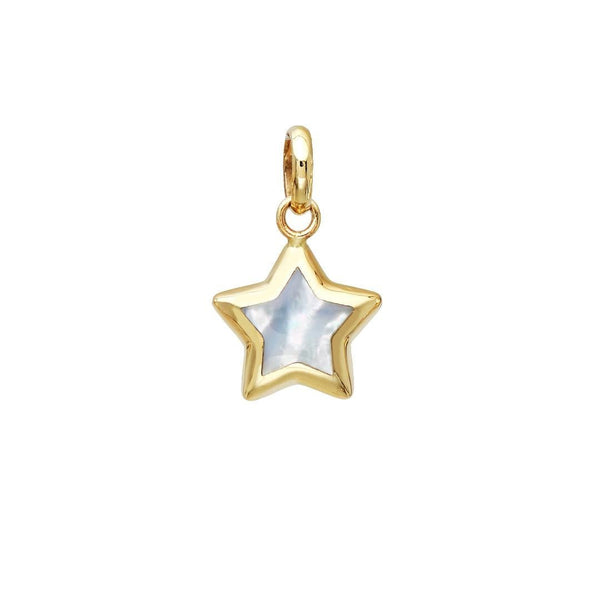 14K Yellow Gold Mother Of Pearl Puffed Star Pendant or Necklace