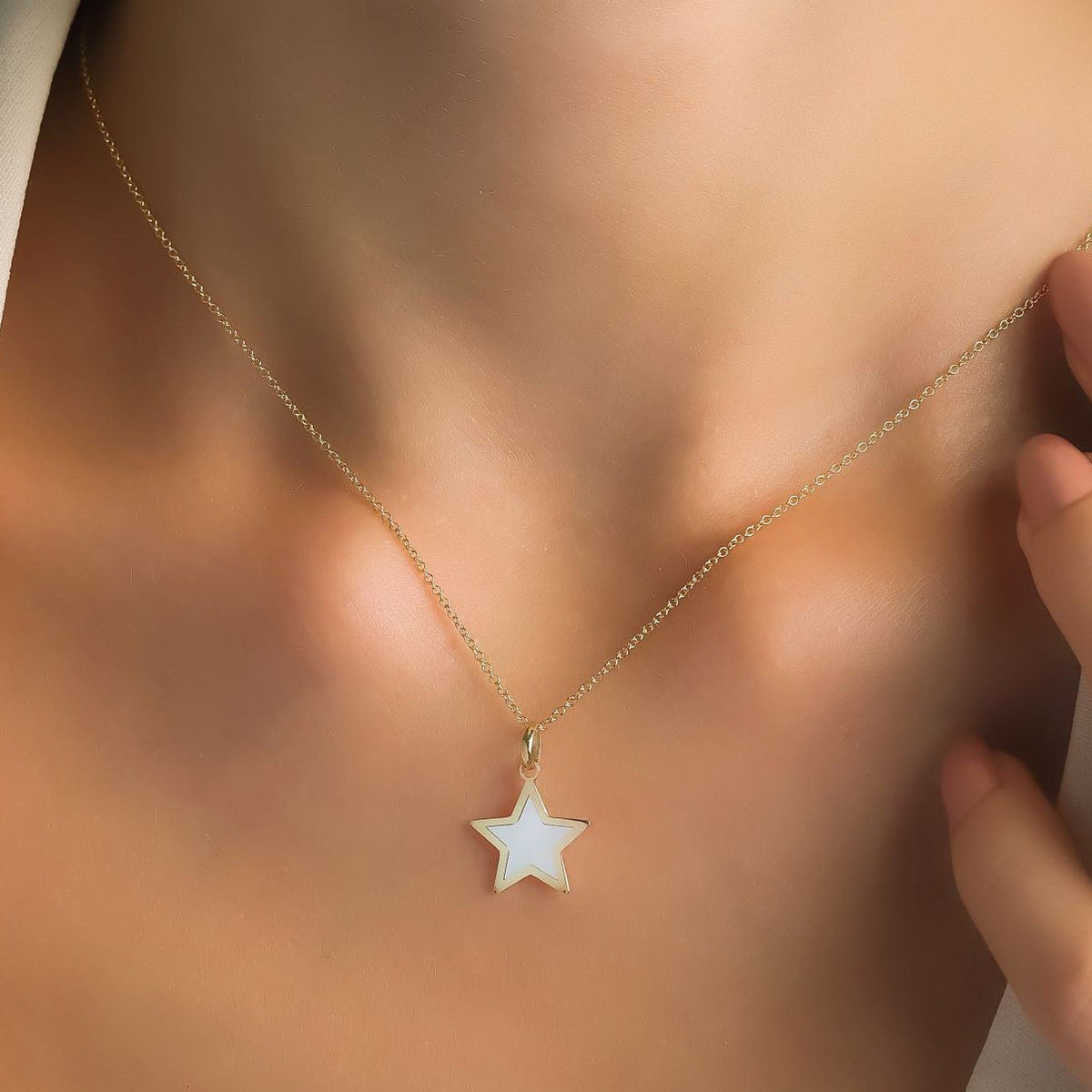 Gold Pendant Chain Star Locket Design 14K Yellow Gold Mother Of Pearl Star  Necklace 14K Yellow Gold Pendant Only