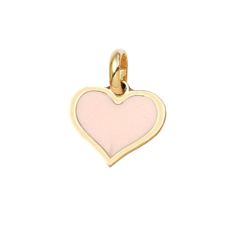 14K Yellow Gold Pink Heart Pendant or Necklace