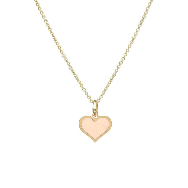 14K Yellow Gold Pink Heart Pendant or Necklace