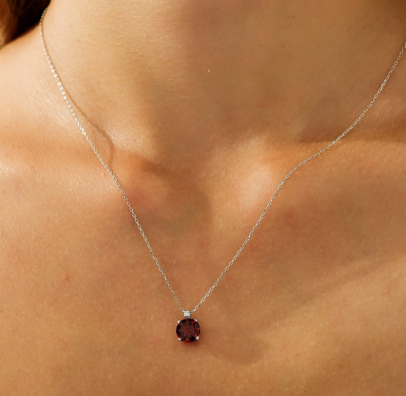 14K Yellow Gold Ruby and Diamond Solitaire Necklace