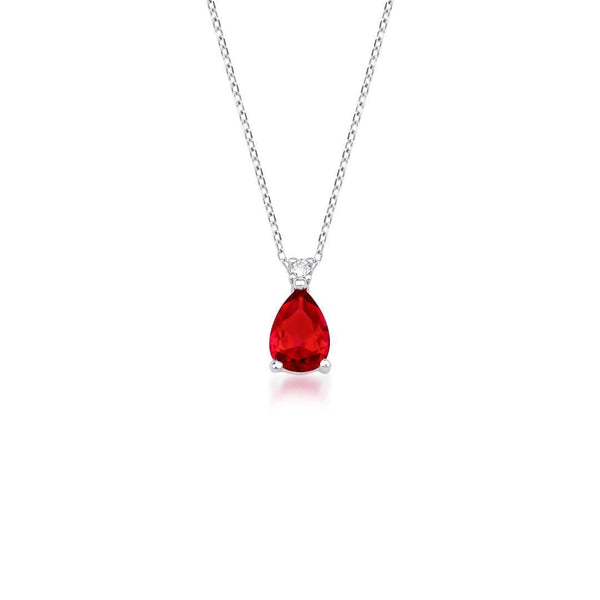 14K Yellow Gold Ruby and Diamond Solitaire Necklace
