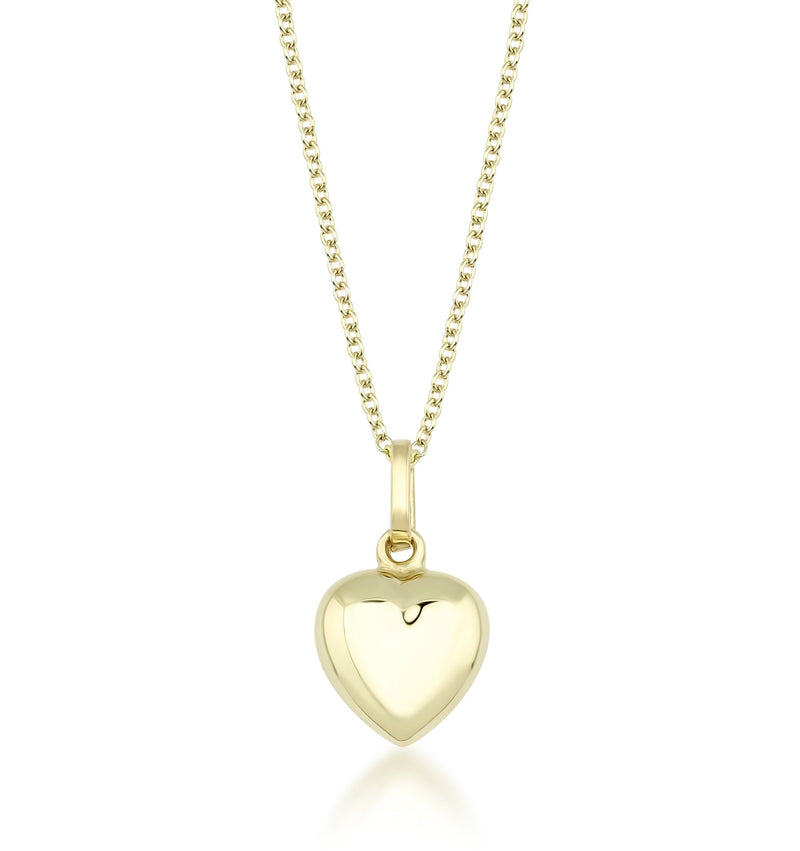 14K Yellow Gold Shiny Puff Heart Necklace