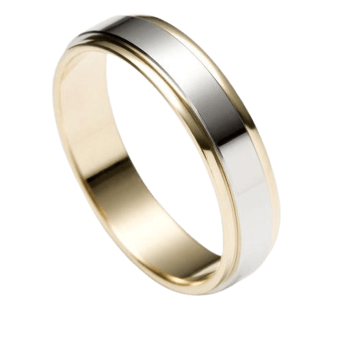 18K Solid Yellow Gold and Platinum Mens and Womens Wedding Bands