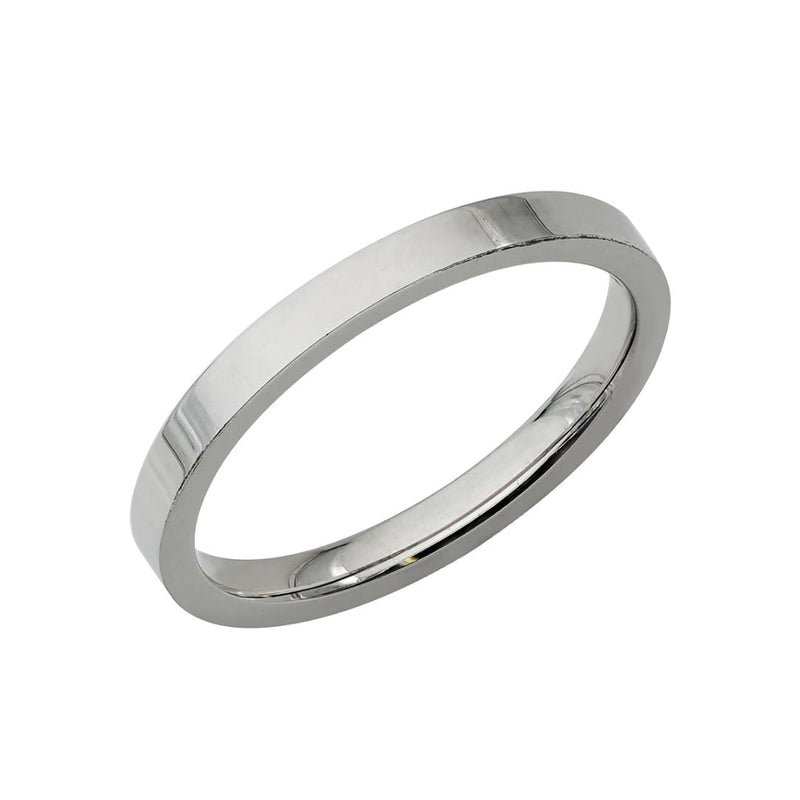 2mm 14K White Gold Plain Flat Mens and Womens Wedding Bands