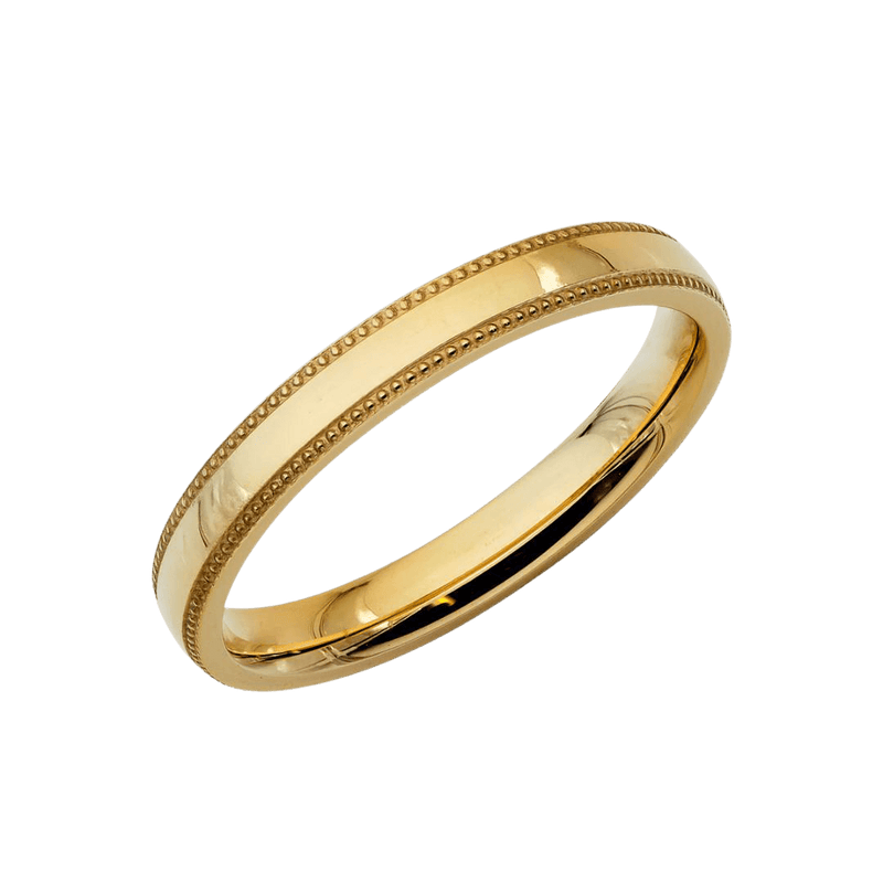 3mm 10K 14K 18K Yellow Gold Plain Milgrain Wedding Bands LTB JEWELRY