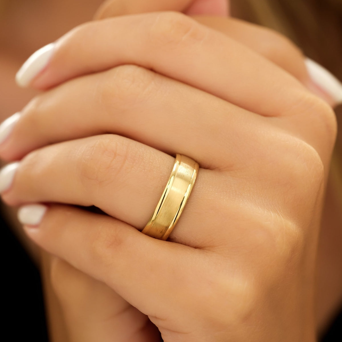 6mm Yellow Gold Men's Wedding Band 10K 14K 18K