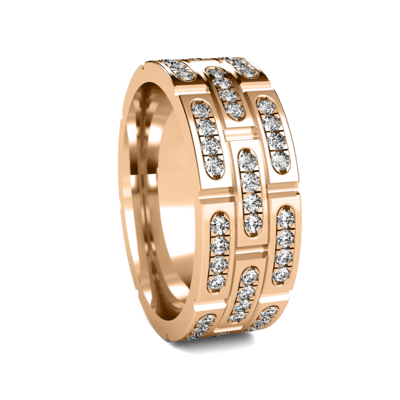 8mm Rolex Style Handmade Diamond Wedding Ring